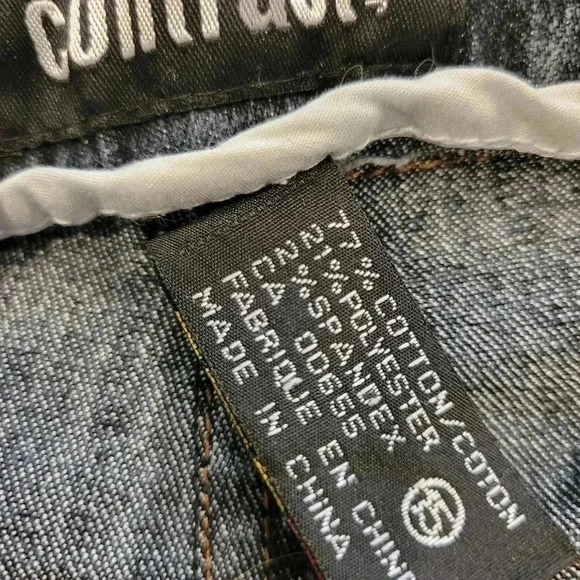 Womans Contrast Blue Jeans sz 15 Junior straight  leg - Picture 2 of 6